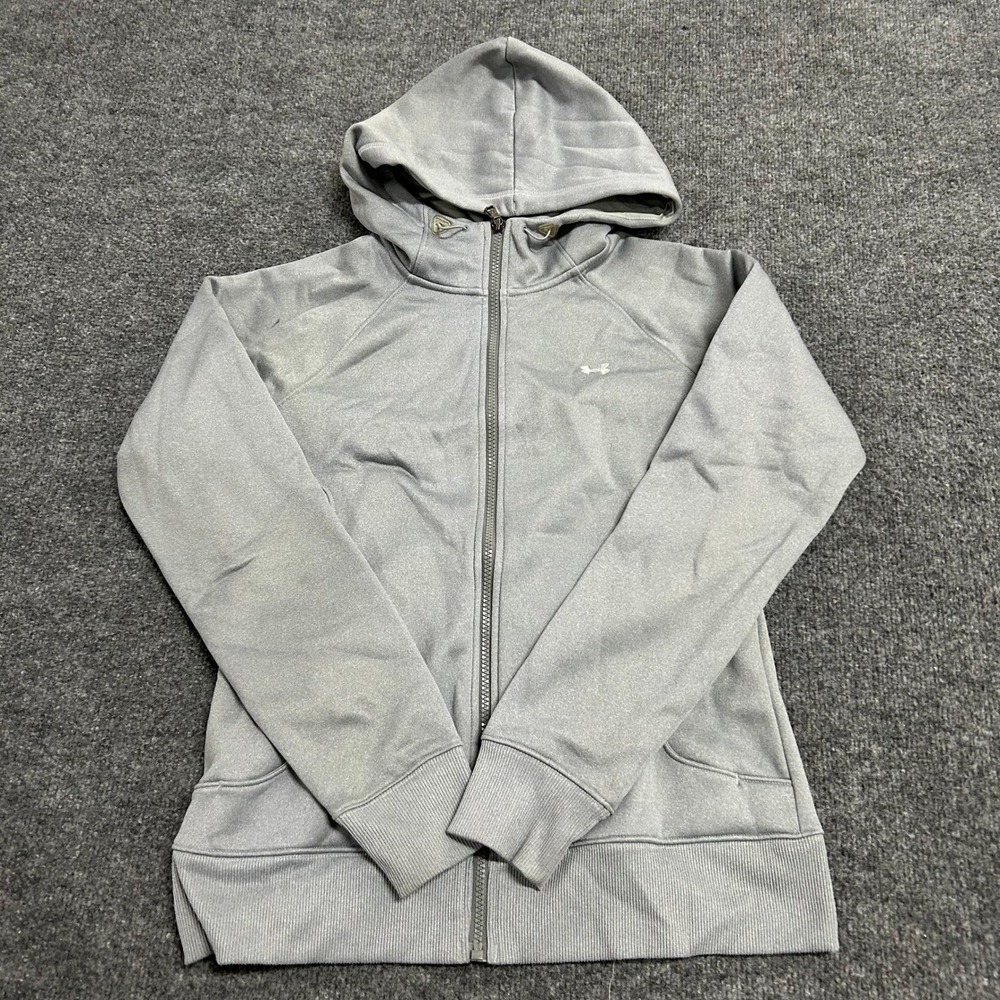 Under Armour Hoodie Womens Size S Grey Full Zip Loose Fit Athletic Sweatshirt